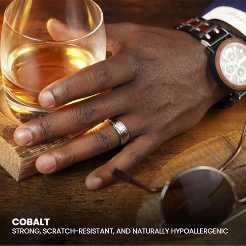 Manly Bands: Men's Cobalt Chrome Wedding Bands and Rings - Aerospace Grade Alloy, Naturally Hypoallergenic and Scratch Resistant, Perfect Gift for Men - Free Silicone Ring Included4
