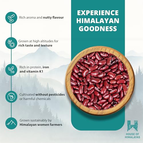 Image of House of Himalayas Pahadi Rajma, Red Kidney Beans from Uttarakhand, Creamy Texture, Nutty Flavour, High Protein and Fibre, Organic and Unpolished, 500g