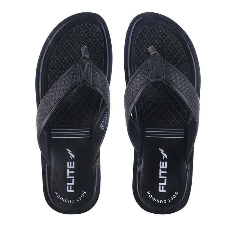 FLITE Mens's Slippers || V-Strap Slippers || Synthetic Leather Slippers || PU Sandlas || Stylish Outdoor Slippers