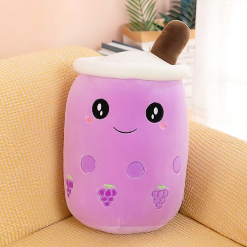 DAWRIS Bubble Tea Plüschkissen, Plüschtier Stofftier Boba Tea 25cm ilchtee Tasse Plush Plüschkissen Weich Kuscheltier Plüschkissen Spielzeug für Weihnachten, Geburtstag (Lila)