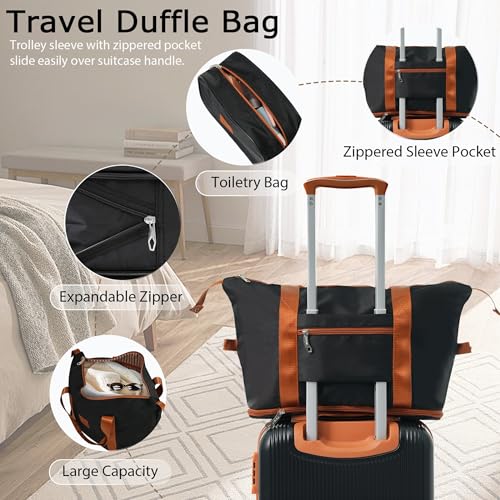 Bed Bath & Beyond Hardshell Luggage Sets 3 Piece Carry-on Suitcase Double Spinner Wheels with TSA Lock for Men Women, Black (20in)3