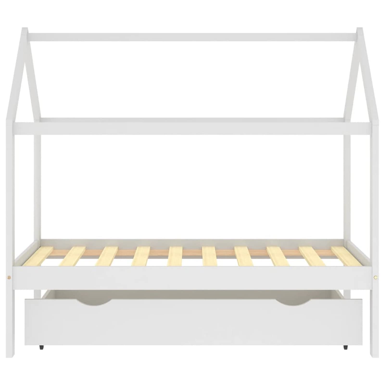 Chusui Kinderbett mit Schublade, Kinderbett, Hausbett, Betten, Kinder Bett, Weiß Massivholz Kiefer 80x160 cm
