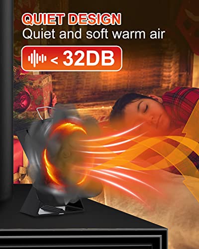 KALAHOL-4-Blades-Stove-Fan-Heat-Powered-WoodLog-Burner-Fan-Silent-Operation-Fireplace-Fan-Eco-Friendly-Economical-Heat-Circulation-WarmHeated-Fan-for-WoodFireplace-Black