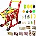 Carrito Compra Supermercado de Juguetes -Carro de la Compra con Comida Frutas y Verduras Cocinas de Juguete Accesorios Juego de rol Juguetes Educativos Niños Niñas 3 4 5 6 Años(27 Piezas)