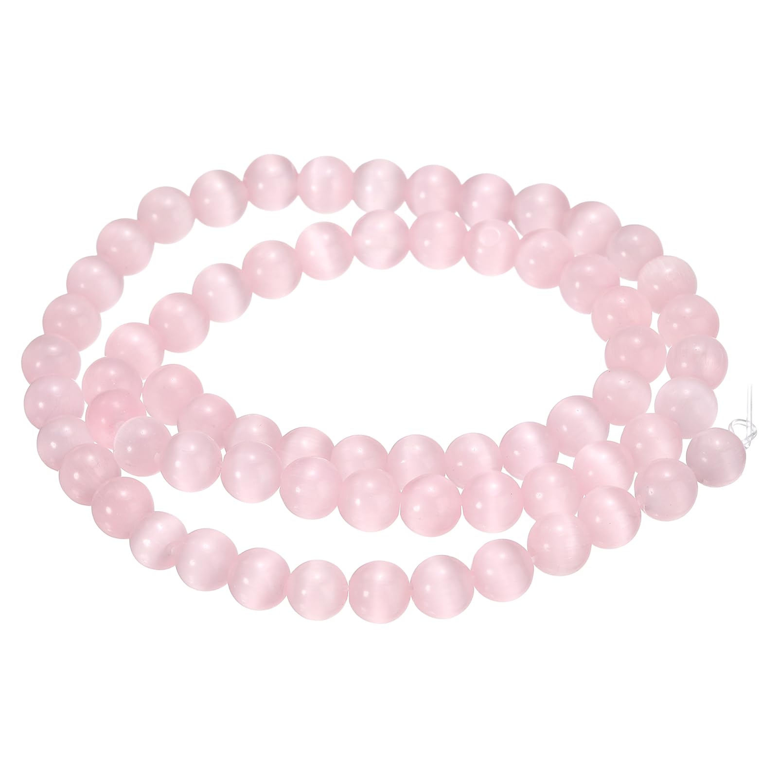 sourcing map 65pcs Light Pink Cat's Eye Stone Beads 6mm Round Smooth Gemstone Crystal Loose Bead for Jewelry Making Bracelets Necklace Earrings DIY
