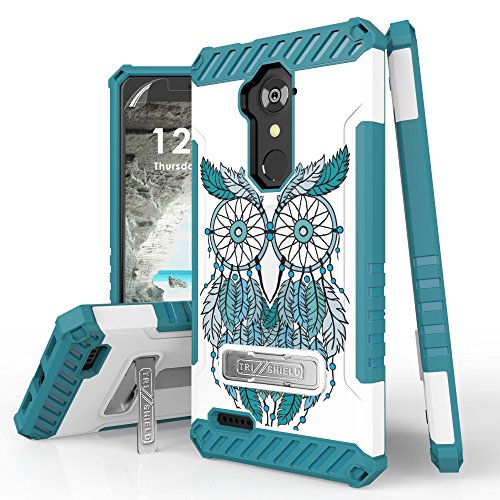 Beyond Cell Trishield Durable Rugged Case Phone Cover Compatible with ZTE Zmax Pro/Carry Z981/ Blade X Max Case/ + Built in Kickstand Blue Owl Dream Catcher
