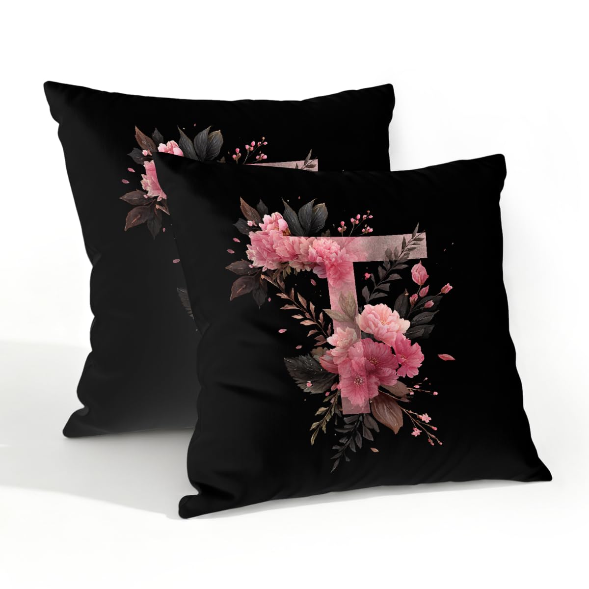 Outdoor Pillow Covers Waterproof Pillowcases 20x20in Set of 2 Boho Flower Alphabet T Decorative Throw Cushion Case for Couch Sofa Garden Patio Furniture