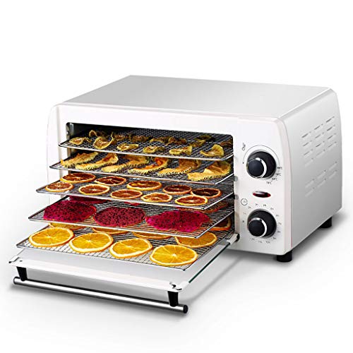 Preisvergleich Produktbild ZHhome Dörrautomat, Temperatureinstellbarer Timer 5-lagiger Edelstahltablett Haushaltstrockner für die Frischhaltung von verarbeitetem Fleisch Obst und Gemüse, weiß