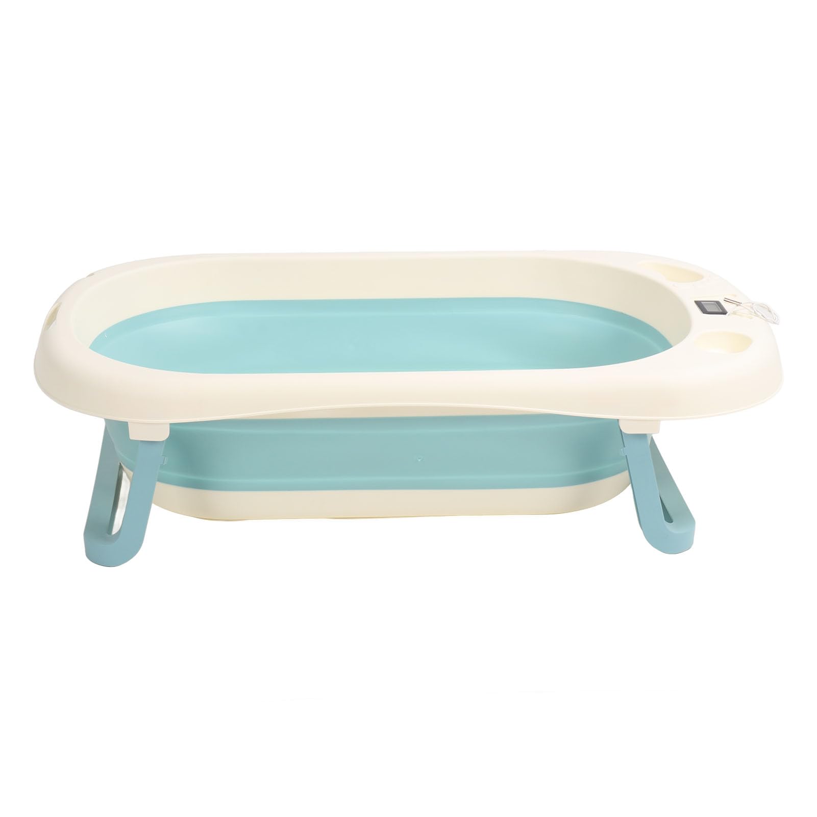 Bañera Plegable para Bebés con Sensor de Temperatura y Orificio de Drenaje para Recién Nacidos y Niños Pequeños Hecha de PP TPE 30,5 X 17,5 Pulgadas (Verde)