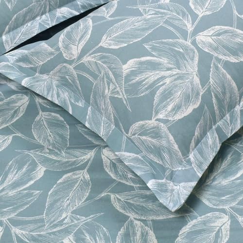 Image of Huesland by Ahmedabad Cotton 144 TC Cotton Pillow Covers Set of 2 - Teal & White