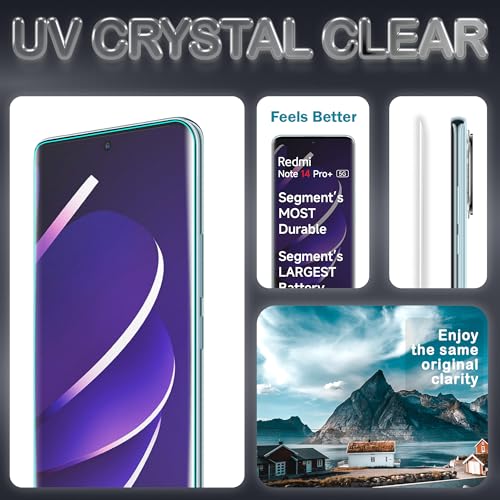 Image of ArmourPro Military Grade UV Tempered Glass Compatible For Redmi Note 14 Pro Plus, Note 14 Pro and Note 13 Pro Plus (6.67 Inch) With UV Installation Kit | Edge-to-Edge Protector Coverage | Clear, Pack of 2