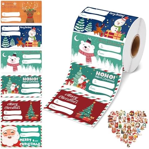 500 PCS Christmas Gift Tags Christmas Name Tags Stickers for Gifts Women Men Kids Christmas Decorations (2.95 x 1.6 Inch) Cover
