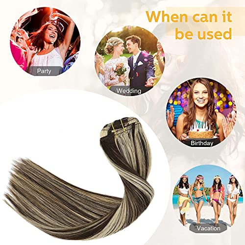 Image of Women Hair Extension Long Mix Bleach Blonde Silky Straight 18 To 20 Inches Hairpiece With 5 BB Clip /Hair Extension for Women Party /Halloween /Christmas