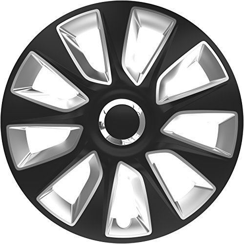 Versaco Car Wheel Trims Stratosrcbs13 - Black/Silver 13 Inch 9-Spoke - Boxed Set Of 4 Hubcaps - Includes Fittings/Instructions #TOP3