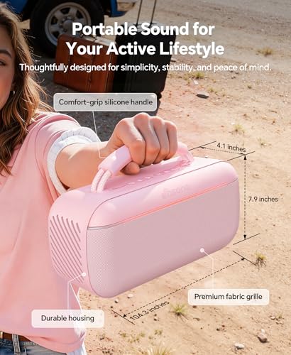 Image of dbsono Portable Bluetooth Speaker Wireless: 100W(Peak) SoundPulse 2.0 with BassBoost, Waterproof Loud Party Speakers, Unlimited Pairing, TWS for Outdoor /Indoor, Beach Vacation Essential, Pink