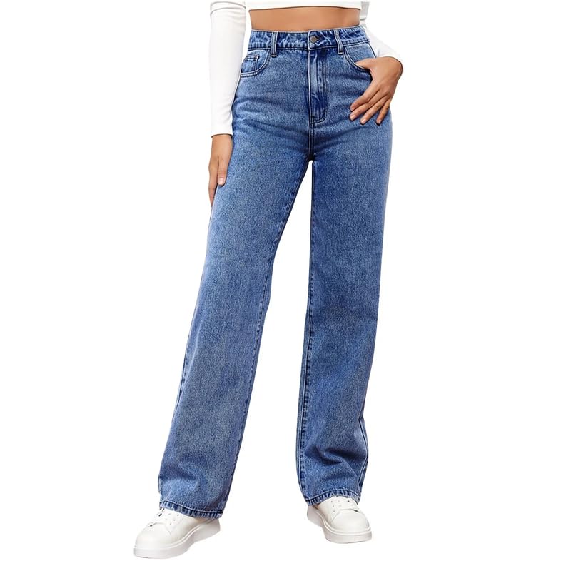 Women’s Straight Fit Jeans High Rise Comfortable Stretch Denim Pants