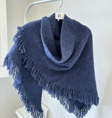 Women's Tassel Triangle Shawl Wraps Knitted Knotted Wool Scarf Solid Cardigan Sweater Casual Travel Cape Shoulder Top2