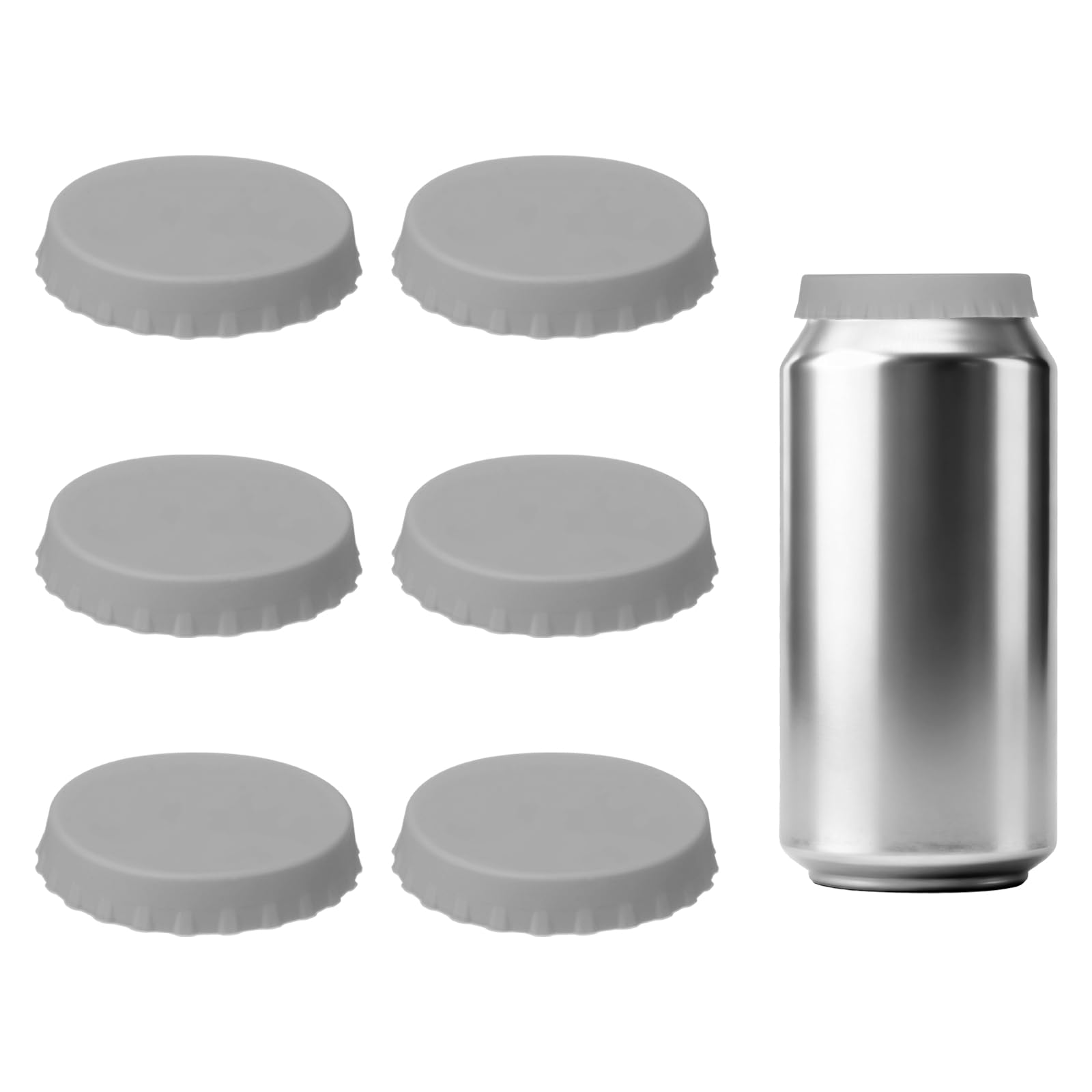 PATIKIL Silicone Soda Can Lids for Drinks, 6 Pack Reusable Soda Can Cover Stopper Protector Covers Standard Size for Beer Juice Beverage, Fits Standard Cans, Grey