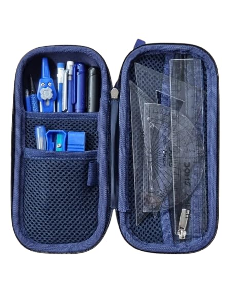 Image of Doms Emech Mathematical Drawing Instrument Geometry Box Set With Pouch| Trendy & Sturdy Pouch| Mesh Pockets With Zipper| Flap For Micro Instruments|