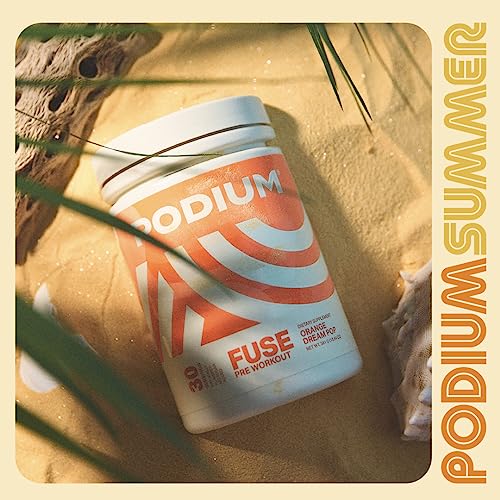 Image of Podium Nutrition, Fuse Pre Workout Powder, Orange Dream Pop, 30 Servings, Beta Alanine and Caffeine for Energy, Gluten Free, Soy Free, Dairy Free