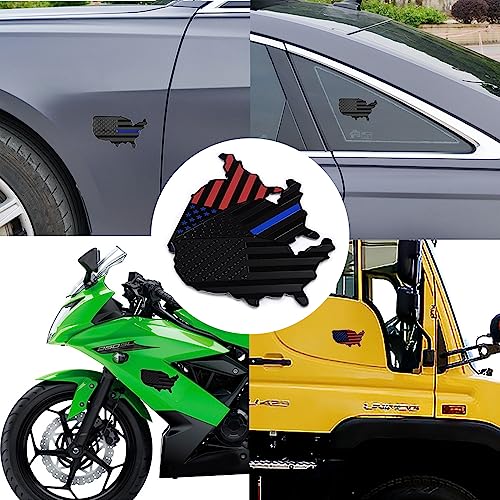 Image of XMUINT Metal American Flag Map Emblem,3D Patriotic Support USA Flag Decal Sticker US Alloy Badge, Alloy Bumper Fender Door Window Trunk Engine Hood Decal for Car Truck SUV Black Red