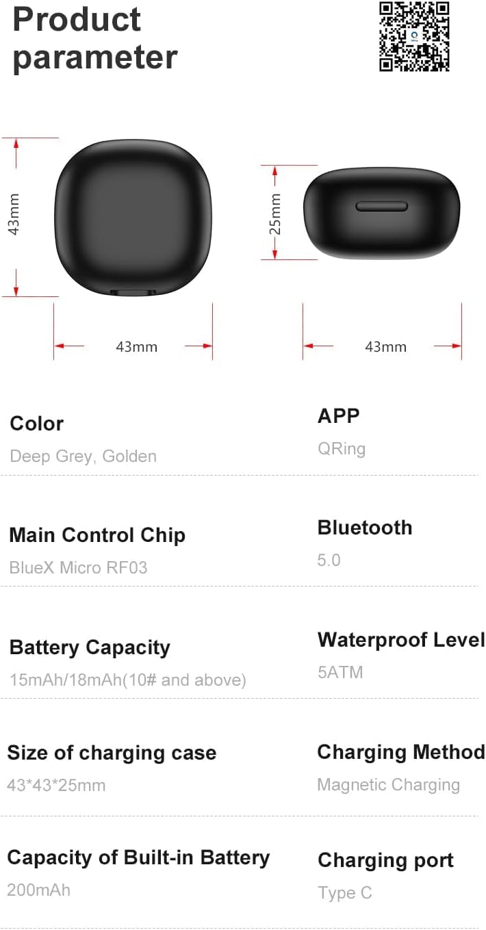 2025 Smart Ring,con Monitoraggio del Sonno e della Frequenza Cardiaca,Resistenza all'Acqua 5ATM,Tracker Fitness Leggero da 4,4g con Durata della Batteria 7 Giorni,Android iOS