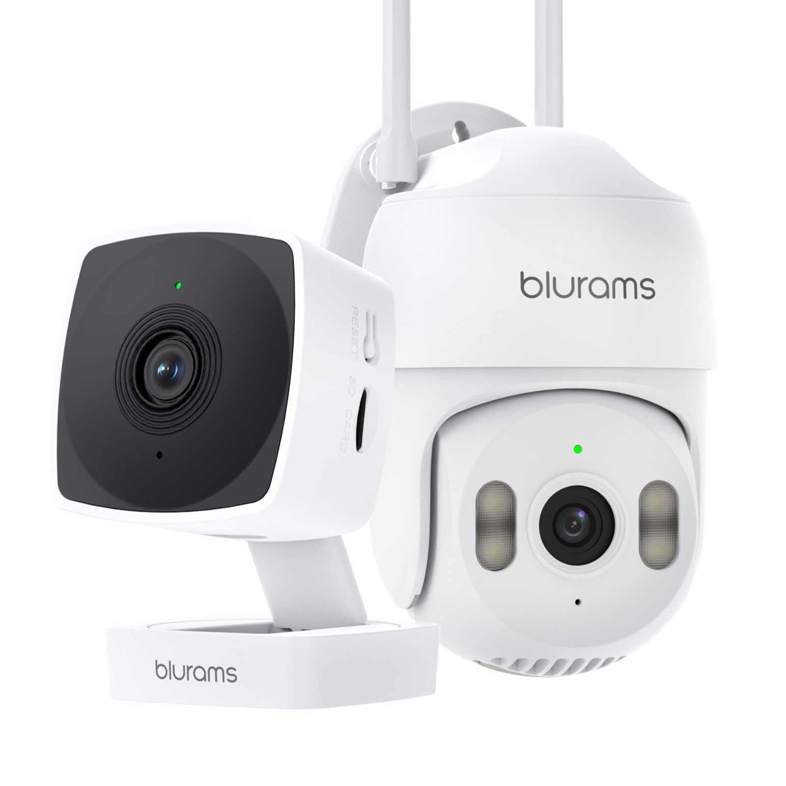 bluramsIndoor & Outdoor Bundle Set, Home Security Camera with AI Motion Detection,2-Way Talk, Night Vision, Compatible with Alexa