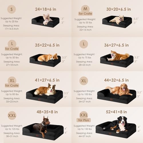 Image of EHEYCIGA Orthopedic Dog Bed for Small and Medium Dogs, Waterproof Memory Foam With Sides, Non-Slip Bottom, Egg-Crate Foam, Washable Removable Cover, Black