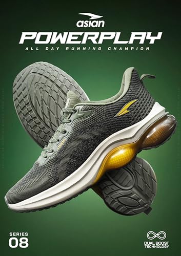 Image of ASIAN Men POWERPLAY-08 Running and Casual wear Running Shoes with Laces, Lightweight and Comfortable Shoes with Upper Fabric and Phylon Sole for Men & Boys