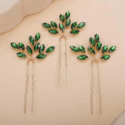 Vista 17 de Teyglen 3pcs Bridal Crystal Hair Pins Rhinestones Hair Pieces Simple Crystal Wedding Hair Accessories Handmade Hair Pins for Women Bride (Blue)