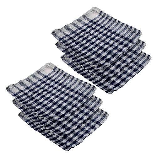 Image of Kuber Industries Duster | Wet Dry Cleaning Napkin | Cotton Kitchen Duster | 300 GSM Kitchen Cleaning Clothes | Pocha For Kitchen | Car | Desk | Fan | Set of 6 | 101 | Blue