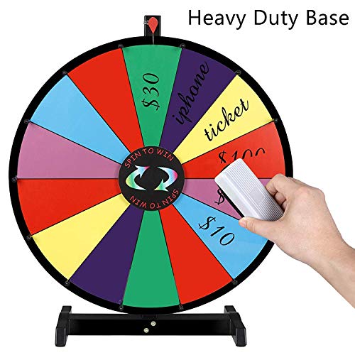 HomGarden 24 Inch Tabletop Color Spinning Prize Wheel 14 Slots Editable Classic Spin Win Prize Wheel Fortune Spin Game Casino Equipment