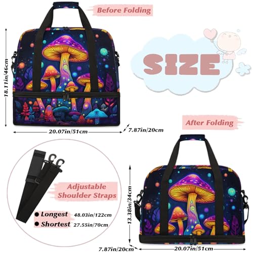 Large Weekender Overnight Bags Colorful Galaxy Mushroom Travel Duffel Bag for Women Men Gym Bag With Shoe Compartment Foldie Travel Tote Bag Carry On Personal Item Bag for Travel Gym Sports2