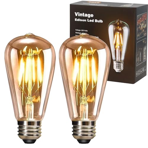 YOUDIAN E27 LED Edison Screw Bulb Vintage Light Bulb ST64 4W(Pack of 2)