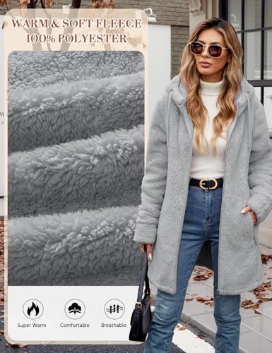 RITOSTA Teddyjacke Damen Winter Fleecejacke mit Kapuze Herbstjacke Winterjacke Warme Kapuzenpullover Damen-Jacken Zipper Hoodie Mantel Plüschjacke mit Taschen
