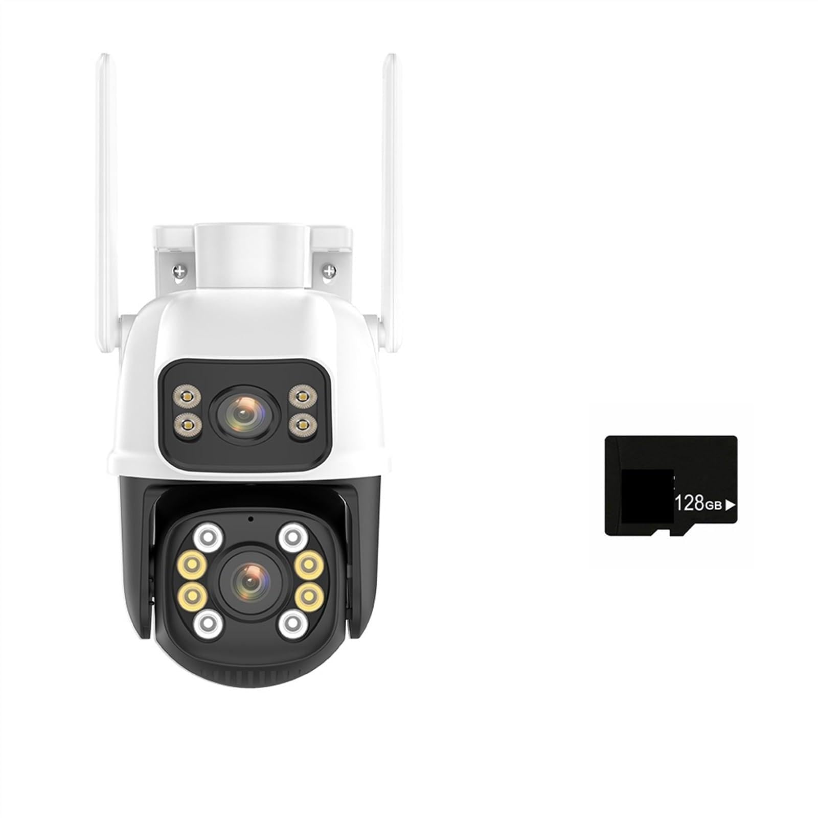 MKHJKIOII Security Camera, Dual Lens IP Camera 4K 8MP Screen PTZ Outdoor 1080P HD Auto Tracking Security Protection P2P Surveillance(8MP Add 128G)