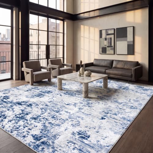 SAFAVIEH Amelia Area Rug 12'x18', Modern Navy & Grey ALA705N