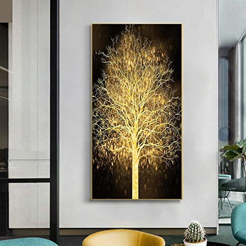 Art affiches et impressions arbre doré 100x203cm cadre luxe salon