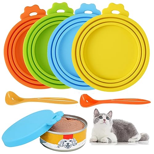 CAASFOOY Copertura Silicone per Lattine Cibo Animali Domestici - Set 4 Pezzi, Taglia 3 in 1