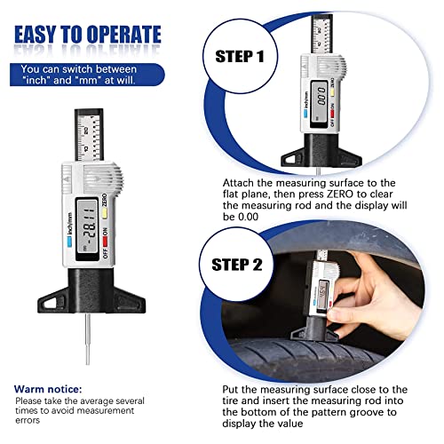 Bandenprofieldieptemeter, bandenmeter, digitale dieptemeter met LCD-display, bandenprofielmeter, bandenprofielmeter… - Image 7