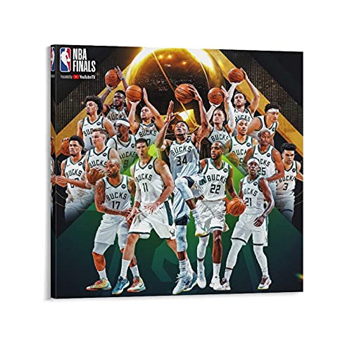 HSLINW Giannis Antetokounmpo Wins The Bucks' Championship Over The Suns (8) Picture Living Room Wall Art Hanging Canvas Painting Decor Frame Unframed Posters 28Ã—28inch(70Ã—70cm)