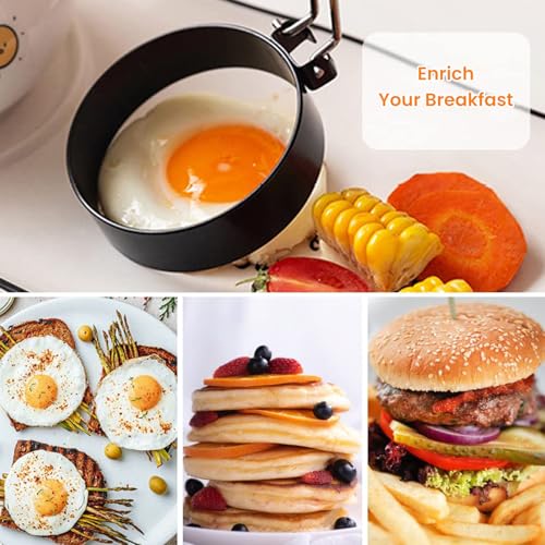 Image of Supvox 5Pcs Egg Mold Ring Egg Pancake Mold, Non-Stick Stainless Steel Egg Rings With Insulated Silicone Handles, Multi-Size & Creative Shapes For Frying Eggs, Pancakes, Omelets, And Rice,18X9X5 Cm