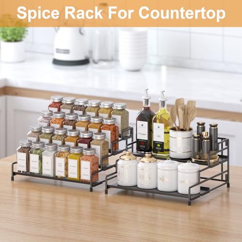 RUILALIFE-4-Tier-Spice-Rack-Organizer-for-Cabinet-Adjustable-Depth-Spice-Holder-Shelf-For-Countertop-Pantry-Cupboard-Metal-Tiered-Seasoning-OrganizerDisplay-Shelf-Riser-Black-1-Pack