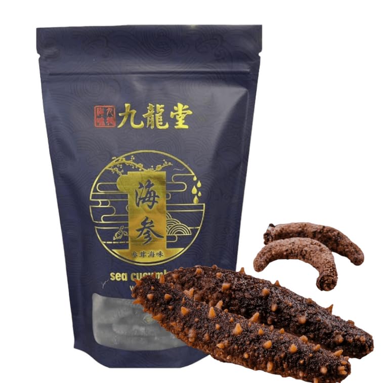 Royal Seafood USA Alaska Dried Wild Caught Sea cucumber 8oz 特级野生淡干美国阿拉斯加红参 海参 刺参 强增免疫力 8oz装 (Small size 15-21 pieces)