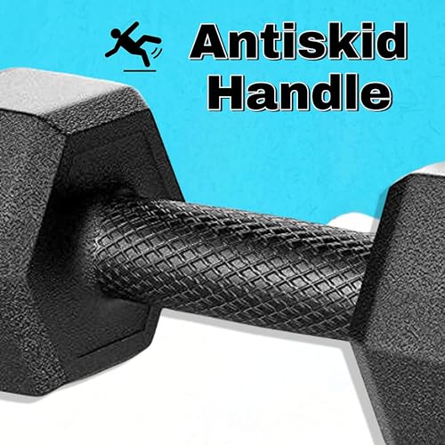 Image of PVC Hex Dumbbells Pack of 2 (5kg*2) Black Color for Home Gym Equipment Fitness Barbell|Gym Exercise|Home Workout, Gym Dumbbells|Dumbbells Weights for Men & Women