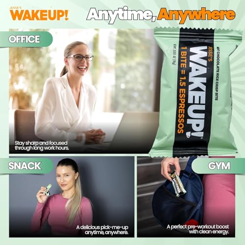 Image of WAKE UP! Mint Chocolate Caffeinated Protein Bites (1 Bite = 1.5 Espressos) 175mg Clean Caffeine for Energy, Focus & Happy Mornings Gluten-Free, Kosher Ingredients, Vegetarian, Free Energy 4 Pack (32 Bites)