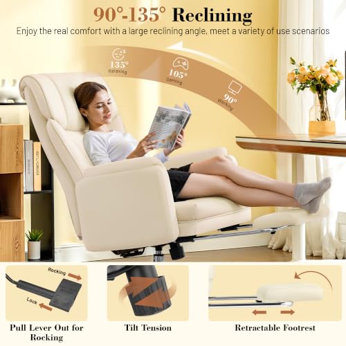 Image of FelixKing Office Chair, Flip Armrests for Pets Criss Cross Legged, White
