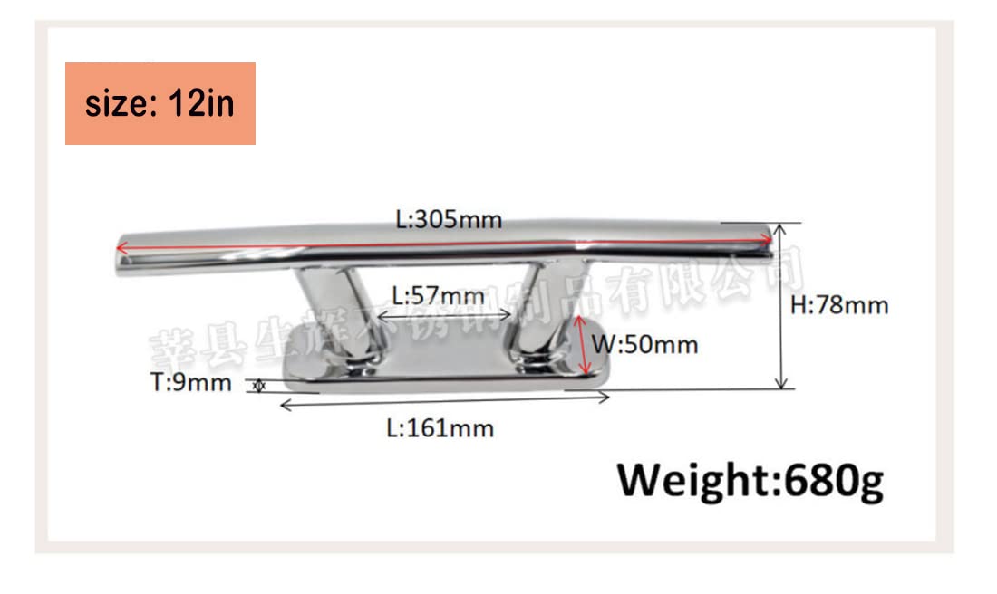 2 PZ 6 "8 '' 10 '' 12 '' In Acciaio Inox Heavy Duty Elegante Ovale Ormeggio Tacchetta Bollard per Marine Boat Trailer Corda di ormeggio Tacchetta