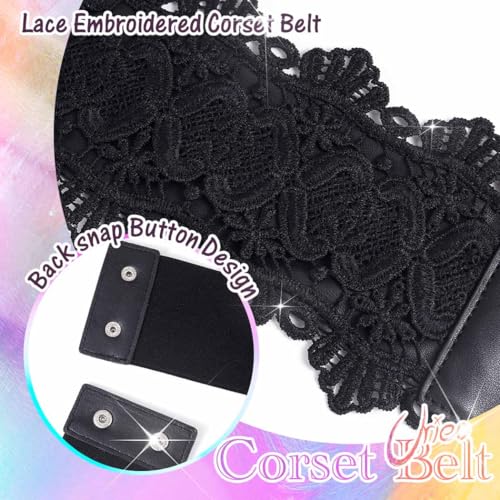 Urieo Lace Stretchy Cinch Belt Black Elastic Corset Belts Wide Stretch Halloween Costume Dress Dresses Waist Belt for Women2