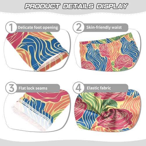 KLL Seamless Pattern Red Roses Toddler Baby Girl Cotton Pants Soft Full Length Activewear Sports3